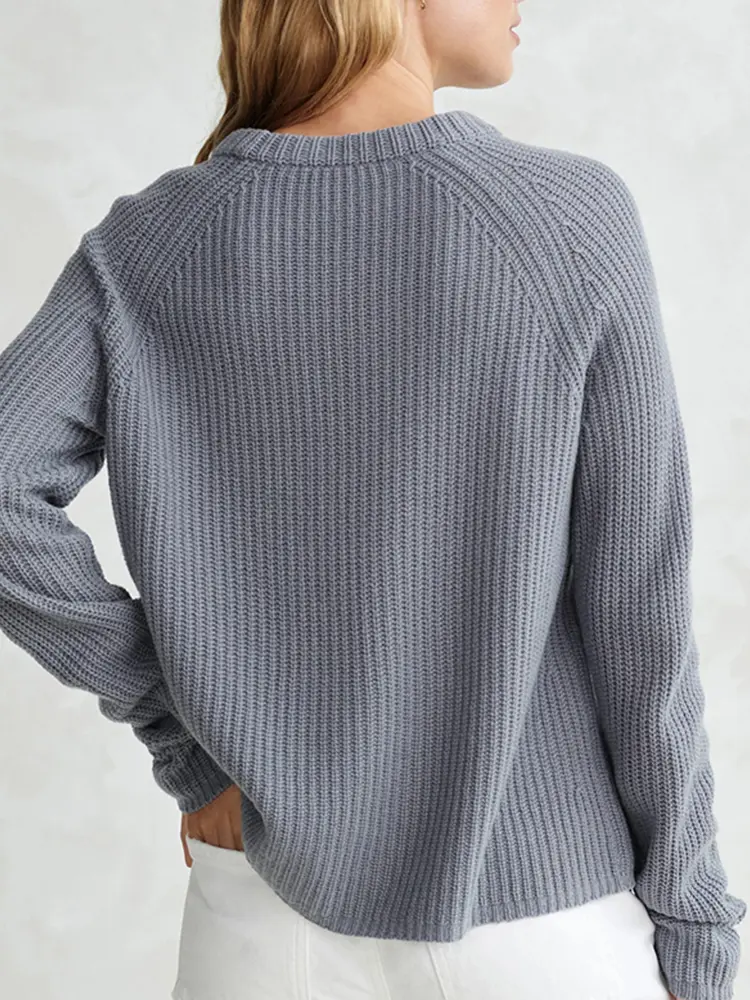 Women's round Neck Long Sleeve Pullover Sweater 2025 Autumn Winter Solid Color Simple Peplum Knit Acrylic Material