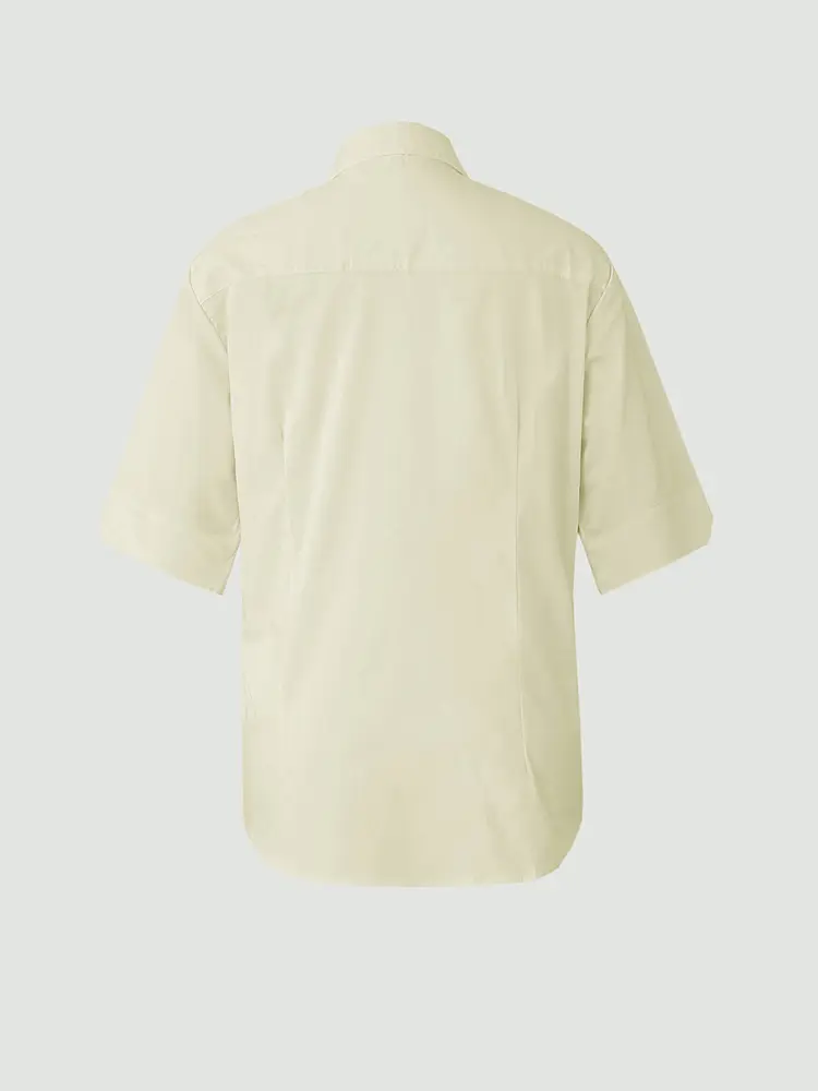 2025 Spring Summer New Women's Solid Colour Basic Single Breasted Casual V-neck T-shirt Workwear High Collar