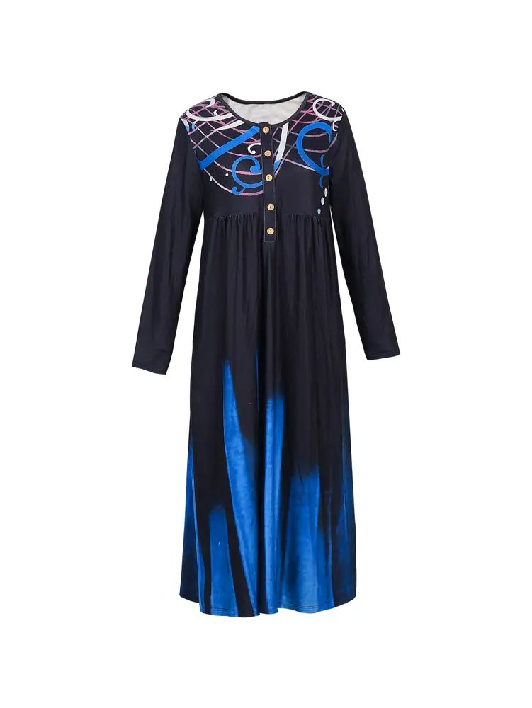 2025 Summer New Women's V-Neck Button Dresses V-Neck Maxi Dresses Polyester Aged Summer Pop-up Hot Sale