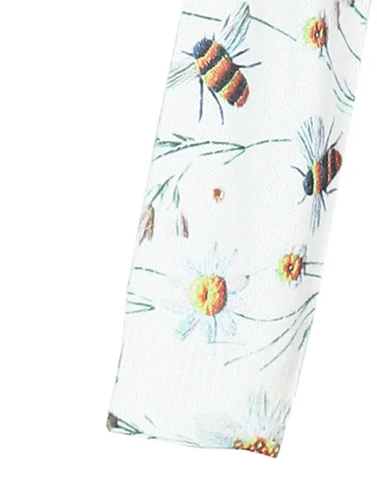 Women's Loose Fit V-Neck Long Sleeve Pullover Sweater Bee Print Autumn Winter Wear Best Choice Comfortable Knitwear