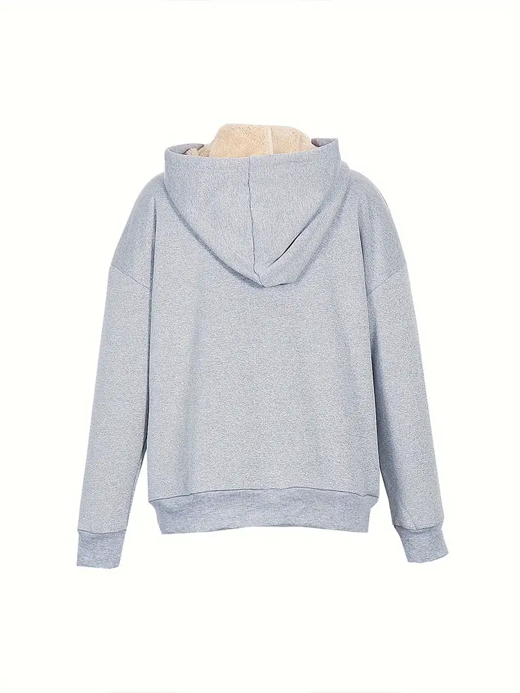 2025 Spring New Women's Solid Colour Warm Sweatshirt Hooded Lace-up Winter Sweatshirt with Pockets For Acrylic Sweaters