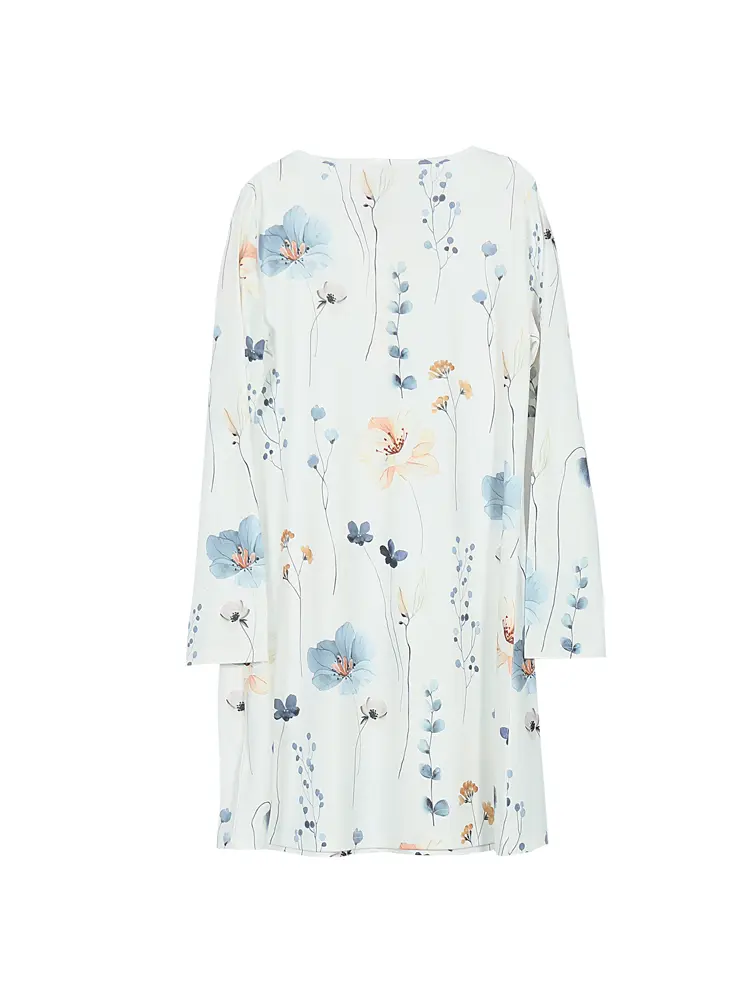 2025 Summer New Women's Casual Button Front Long Sleeve Dress V Neck Long Sleeve Elegant Casual Plant Flower
