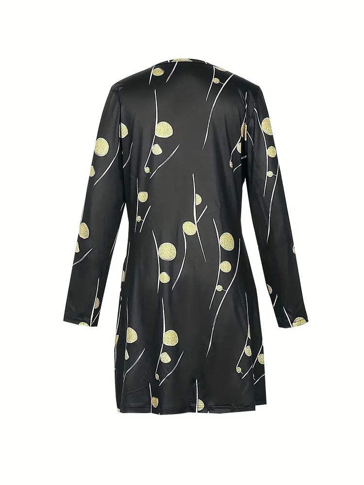 2025 Summer New Women's Casual Button Front Long Sleeve Dress V Collar Long Sleeve Elegant Casual Irregular Dots