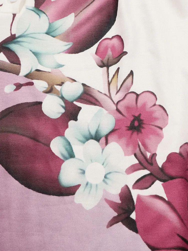 Floral Print Round Neck Dress,Elegant Long Sleeve A-Line Knee Length Dress for Spring and Fall,Women's Polyester Material