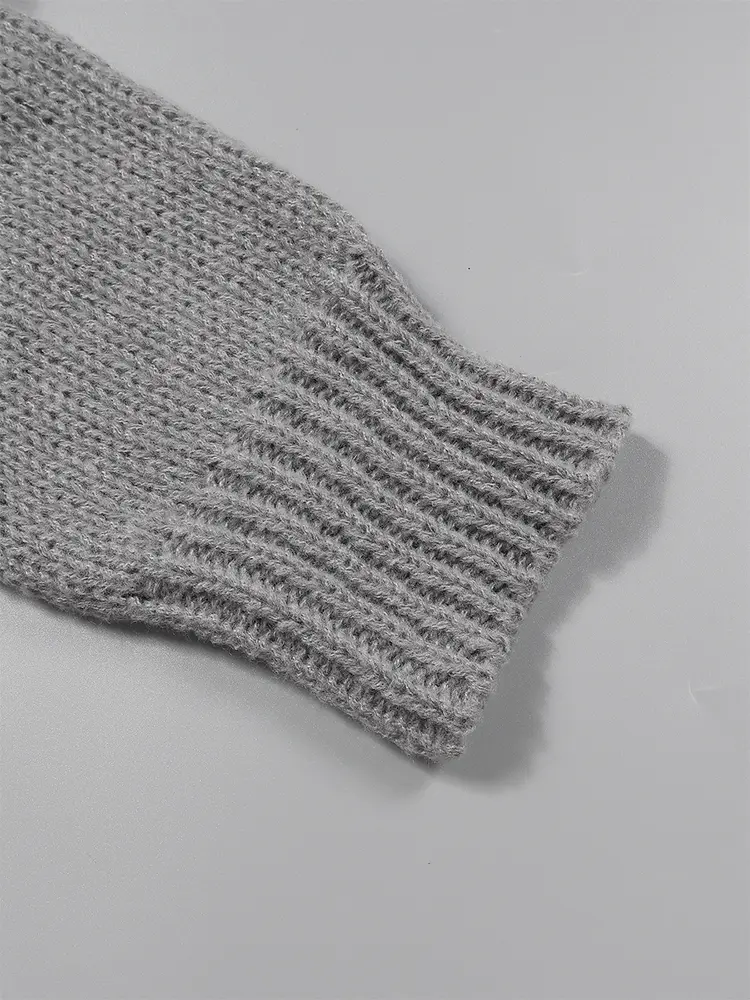 plus Size Grey Cardigan Long Knitted Sweater for Women Warm Autumn Winter Fashion 2024 Best Choice