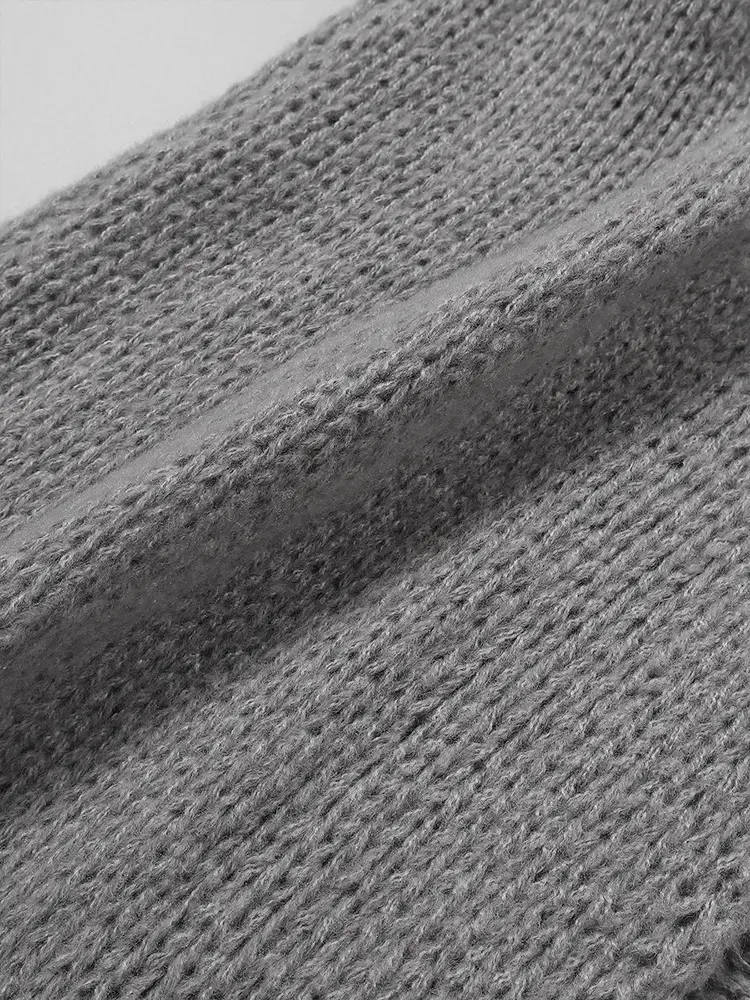 plus Size Grey Cardigan Long Knitted Sweater for Women Warm Autumn Winter Fashion 2024 Best Choice