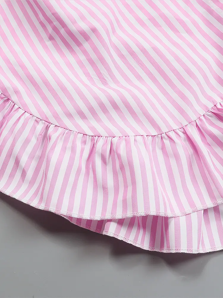Women's plus Size High Collar Long Sleeve Shirt Autumn 2025 Pink White Striped Comfortable Casual Long Shirt