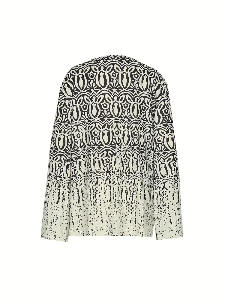 Plus Size 2025 Spring and Summer New Women's Retro Old V-Neck T Shirt Diamond Pattern Loose Casual Tops
