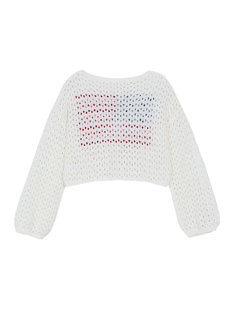 Plus Size 2025 Spring New Flag Printed Round Neck Women's Long Sleeve Skeleton Sweater Sweater Best Choice