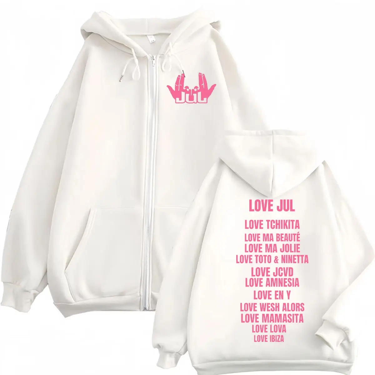 France Rapper Jul Zipper Hoodie Men Women Clothing Fashion Hip Hop Zip Up Jacket Pullovers High Quality Fleece Hooded Sweatshirt