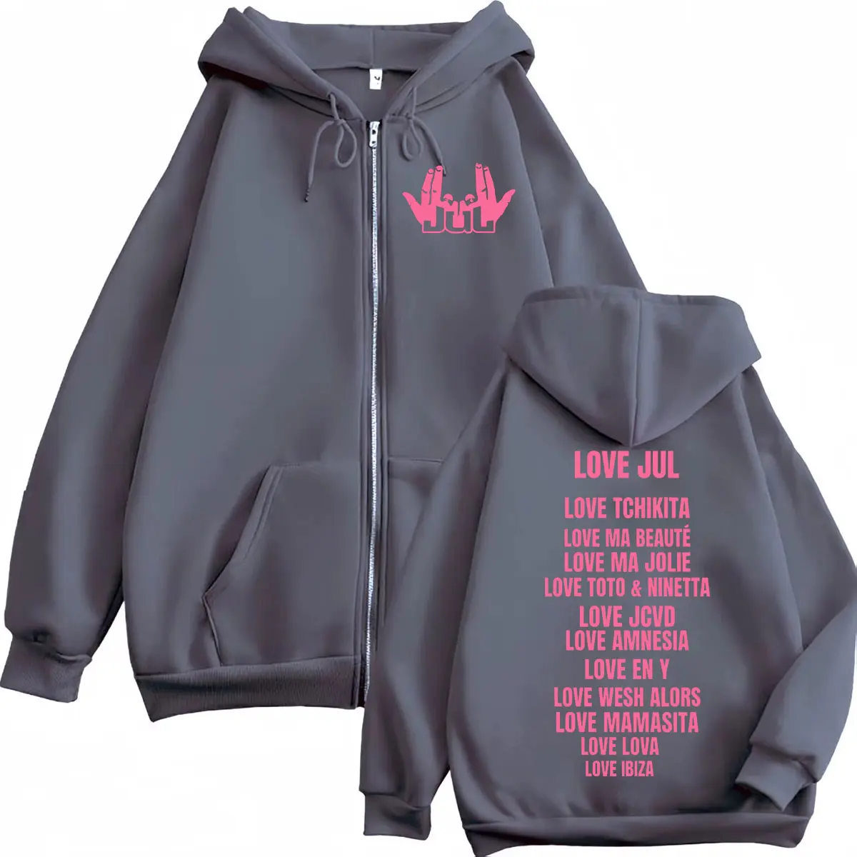 France Rapper Jul Zipper Hoodie Men Women Clothing Fashion Hip Hop Zip Up Jacket Pullovers High Quality Fleece Hooded Sweatshirt