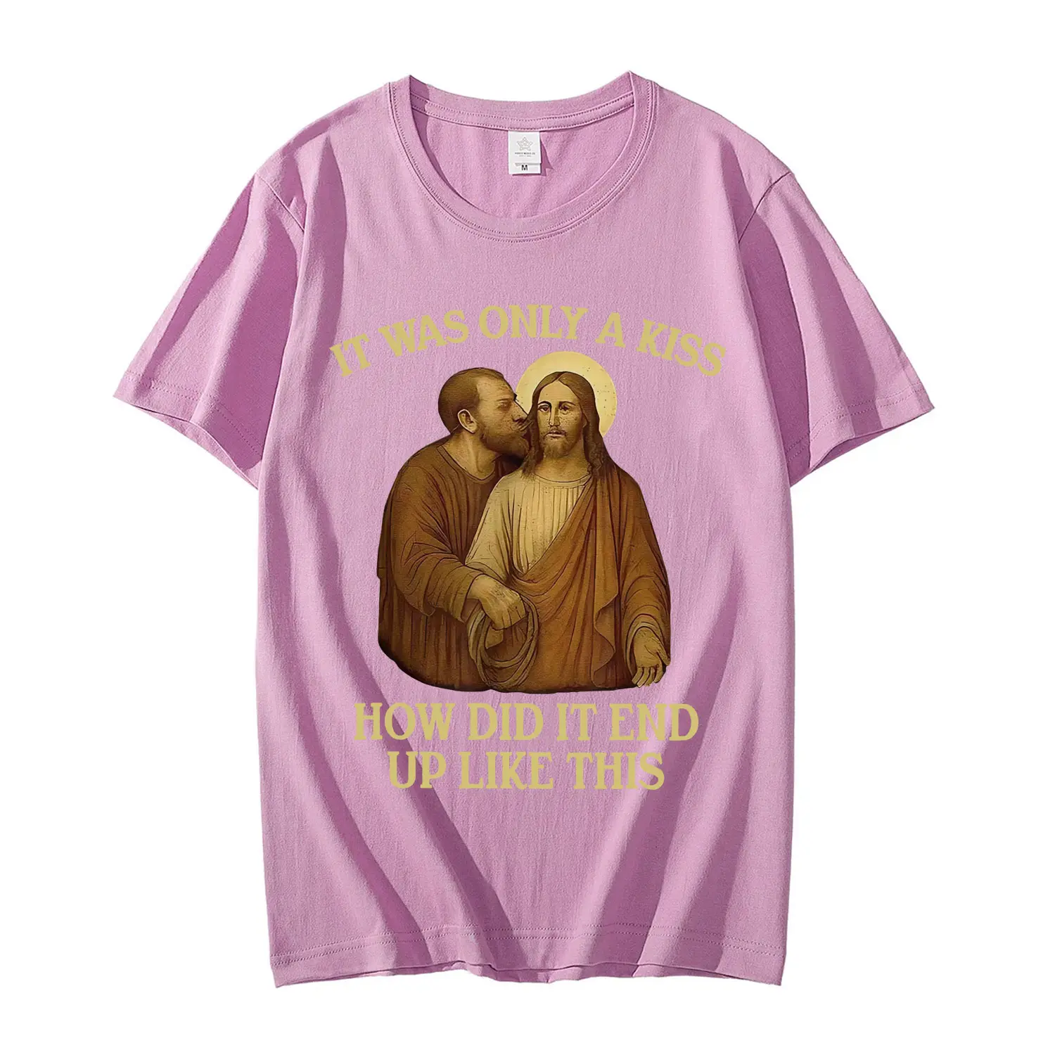 It Was Only A Kiss How Did It End Up Like This Funny Jesus T-shirt Men's Women's Fashion Vintage Short Sleeve T Shirt Streetwear