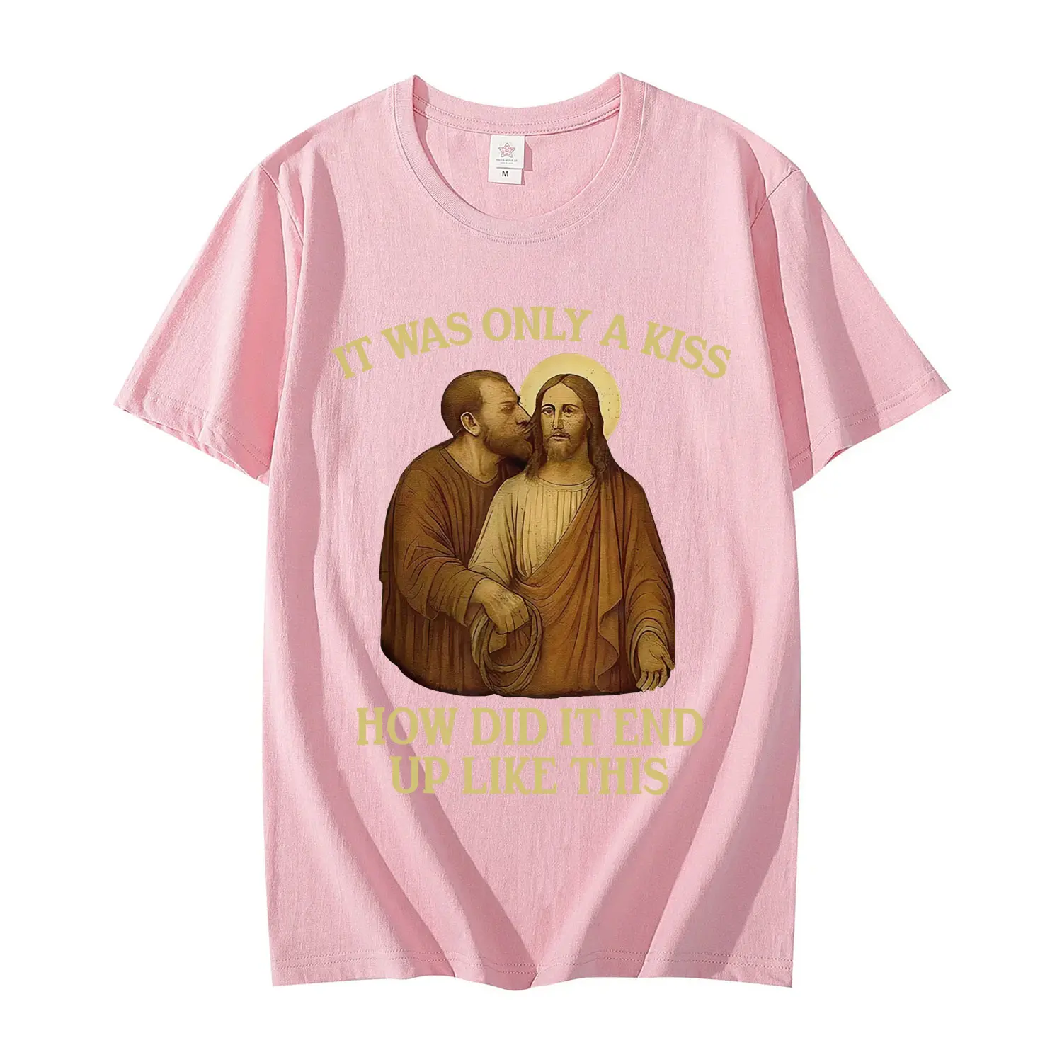 It Was Only A Kiss How Did It End Up Like This Funny Jesus T-shirt Men's Women's Fashion Vintage Short Sleeve T Shirt Streetwear