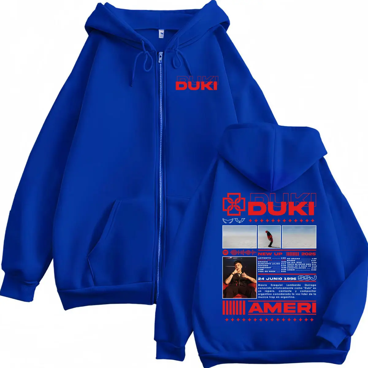 Rapper Duki Ameri Tour 2025 Zipper Hoodie Harajuku Hip Hop Zip Up Hooded Sweatshirt Men Women Fashion Casual Oversized Pullovers