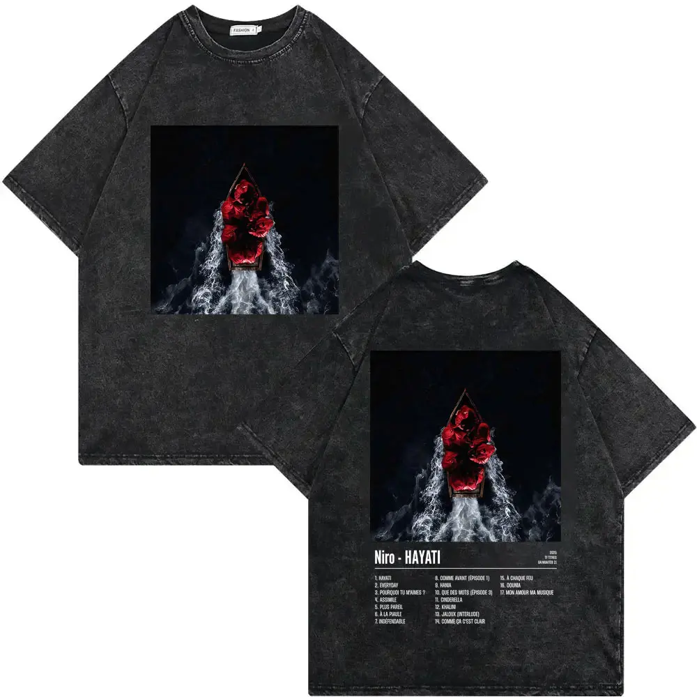 Vintage Washed Rapper Niro Taulier Album Graphic T Shirts Men Women Hip Hop Fashion T-shirts Summer Casual Loose Cotton T-shirt