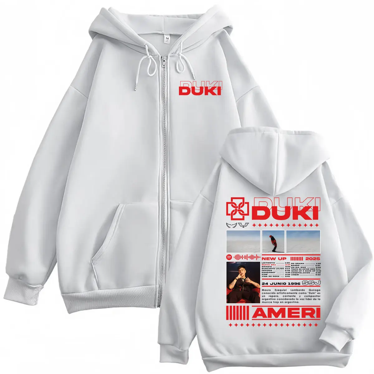 Rapper Duki Ameri Tour 2025 Zipper Hoodie Harajuku Hip Hop Zip Up Hooded Sweatshirt Men Women Fashion Casual Oversized Pullovers