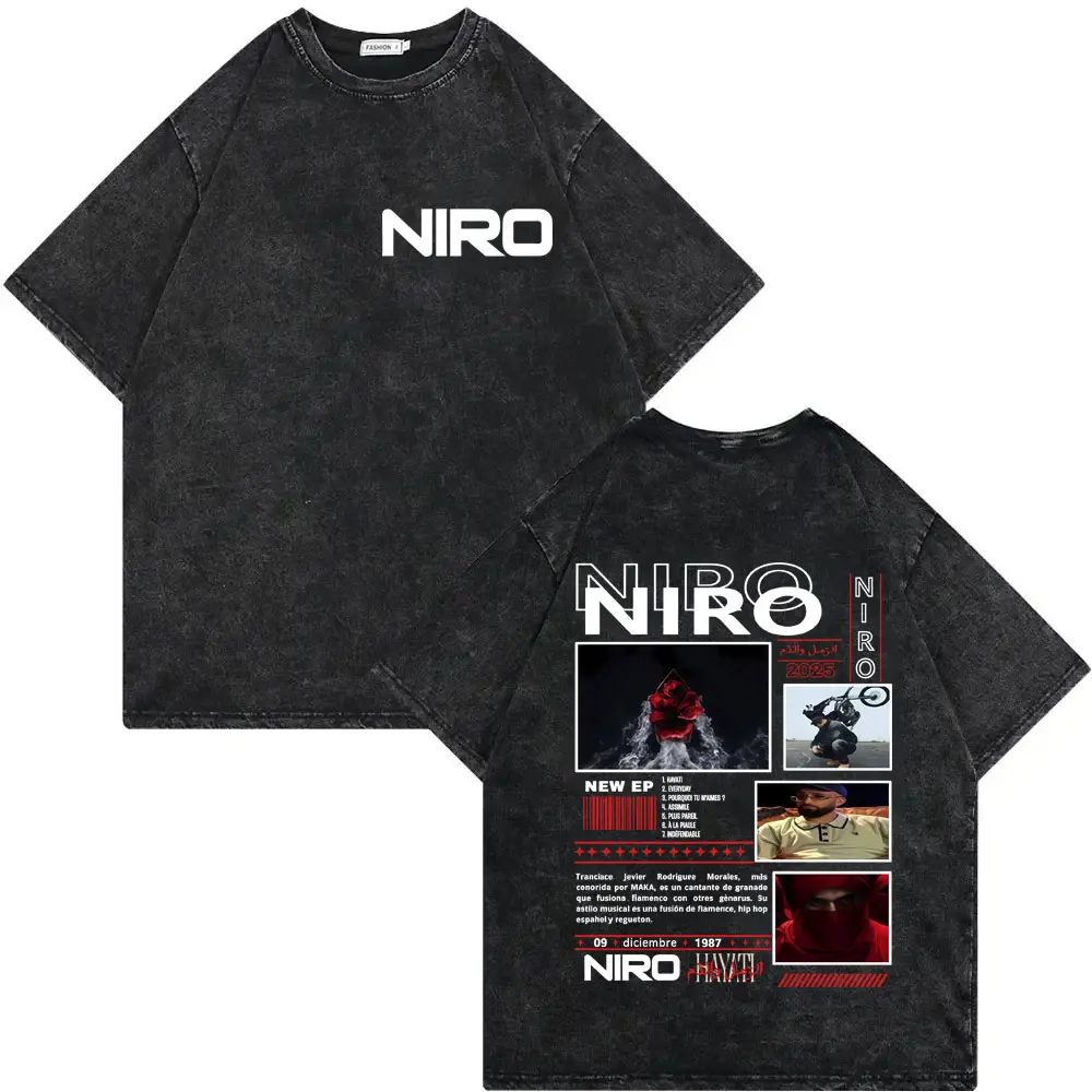 Vintage Washed Rapper Niro Taulier Album Graphic T Shirts Men Women Hip Hop Fashion T-shirts Summer Casual Loose Cotton T-shirt