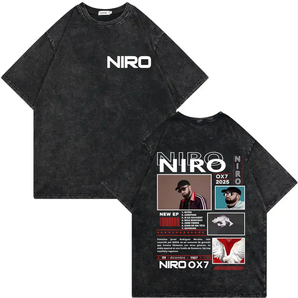 Vintage Washed Rapper Niro Taulier Album Graphic T Shirts Men Women Hip Hop Fashion T-shirts Summer Casual Loose Cotton T-shirt