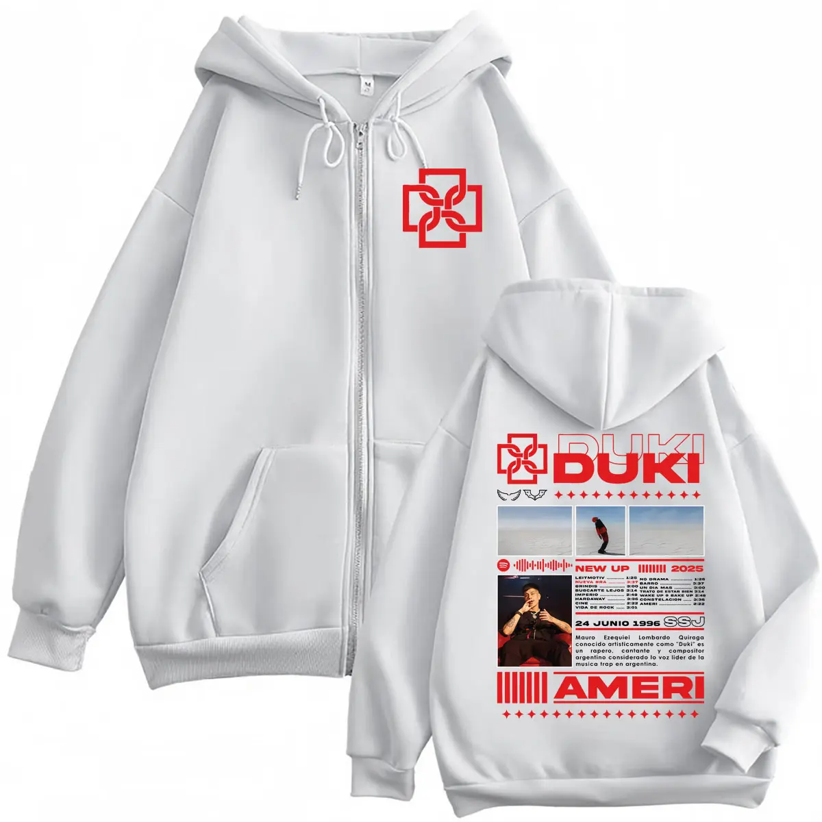 Rapper Duki Ameri Tour 2025 Merch Zipper Hoodie Men Women Hip Hop Fashion Zip Up Pullover High Quality Fleece Hooded Sweatshirt