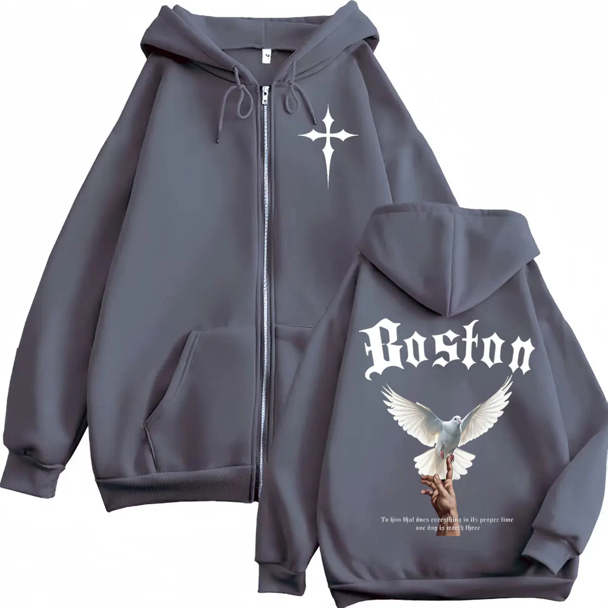 Christian Jesus Faith Bible Verse Graphic Zipper Hoodie Harajuku Vintage Zip Up Hooded Sweatshirts Unisex Casual Loose Pullovers