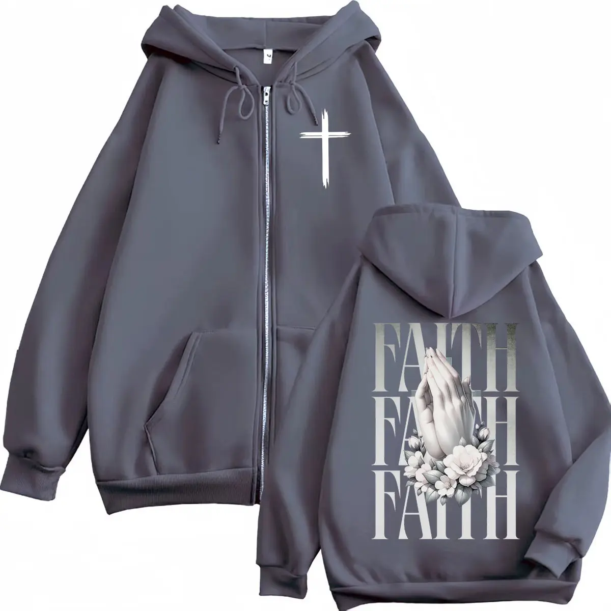 Christian Jesus Faith Bible Verse Zipper Hoodie Fashion Vintage Zip Up Hooded Sweatshirts Men Women Casual Oversized Pullovers