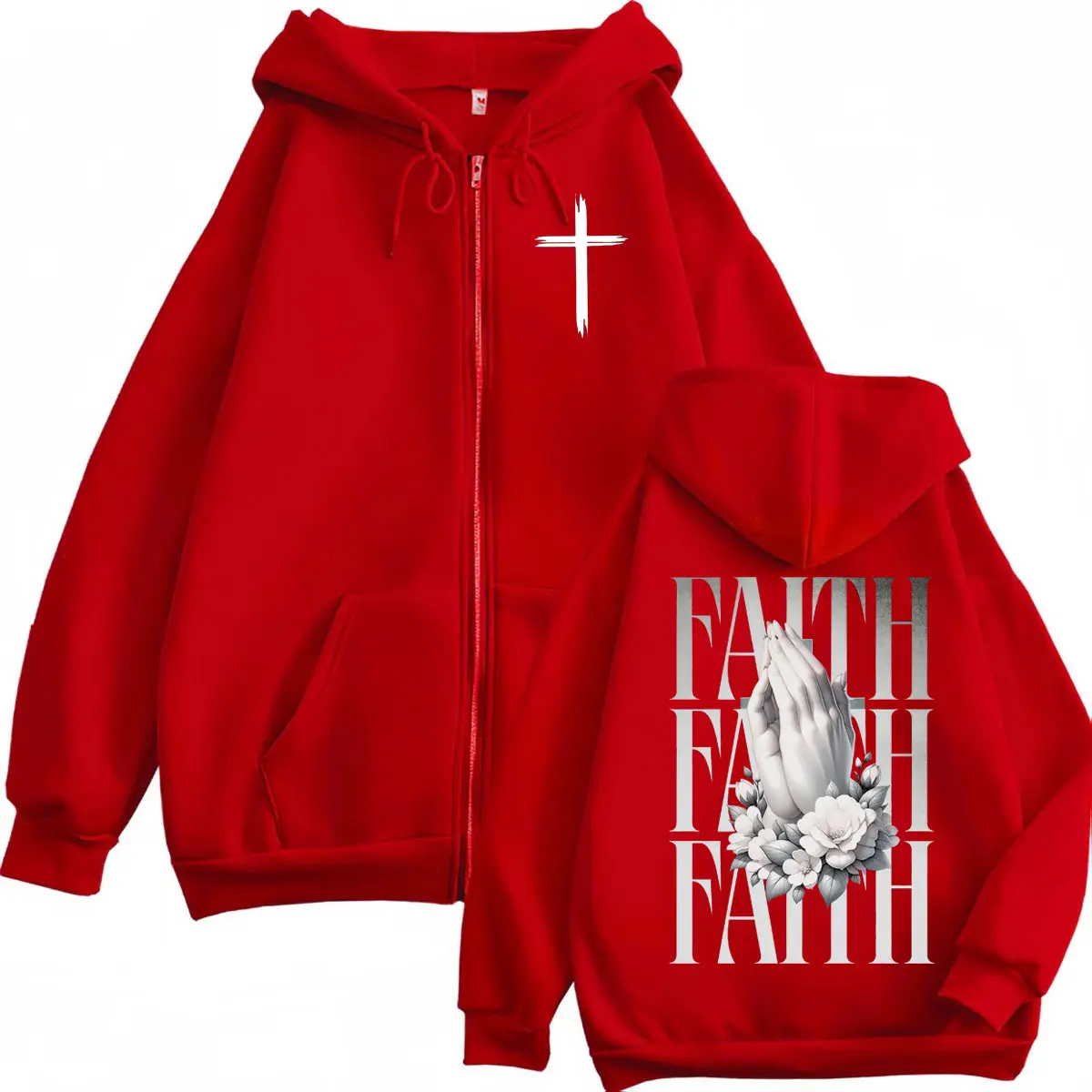 Christian Jesus Faith Bible Verse Zipper Hoodie Fashion Vintage Zip Up Hooded Sweatshirts Men Women Casual Oversized Pullovers