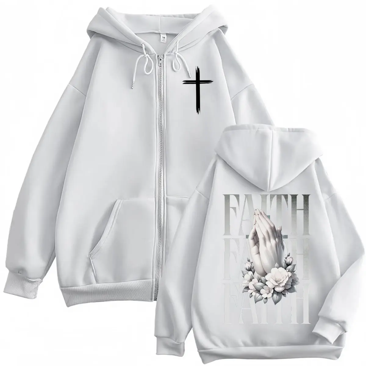 Christian Jesus Faith Bible Verse Zipper Hoodie Fashion Vintage Zip Up Hooded Sweatshirts Men Women Casual Oversized Pullovers
