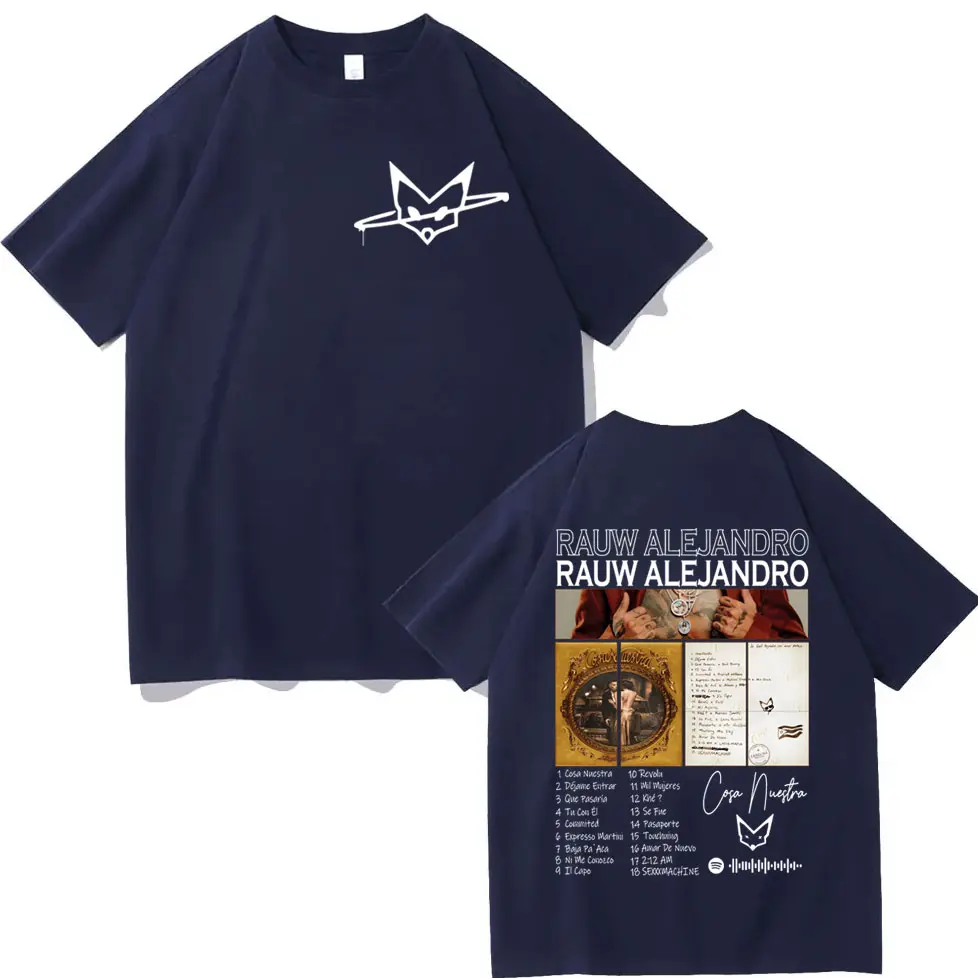 Rauw Alejandro Album Double Sided Graphic T Shirts Men Women Fashion Hip Hop Retro T-shirt Summer 100% Cotton Oversized T-shirts