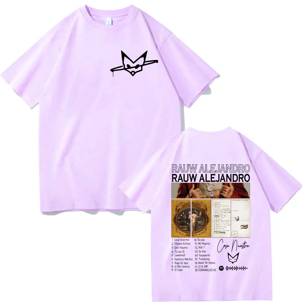 Rauw Alejandro Album Double Sided Graphic T Shirts Men Women Fashion Hip Hop Retro T-shirt Summer 100% Cotton Oversized T-shirts