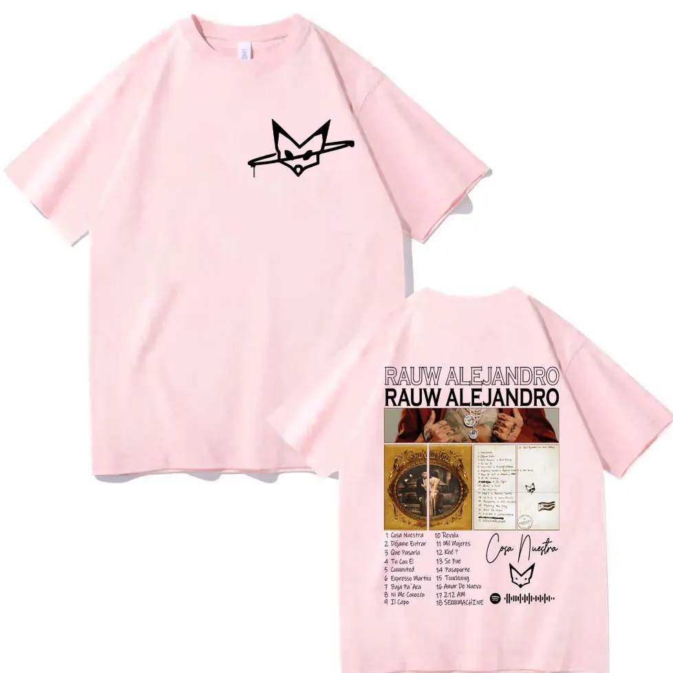 Rauw Alejandro Album Double Sided Graphic T Shirts Men Women Fashion Hip Hop Retro T-shirt Summer 100% Cotton Oversized T-shirts