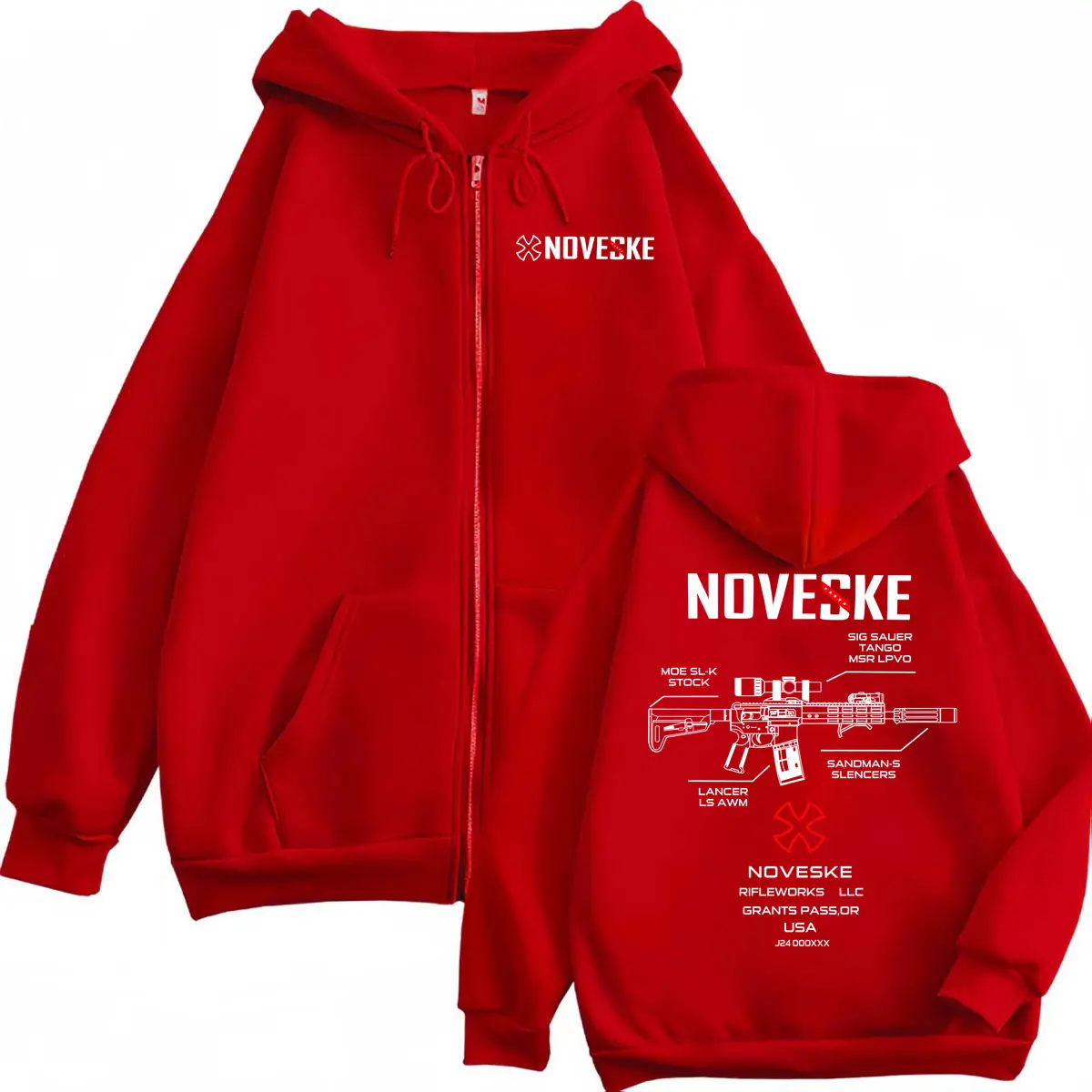 Gun Noveske Graphic Zipper Hoodie Streetwear Fashion Oversized Zip Up Pullovers Men Women Clothing Casual Long Sleeve Sweatshirt