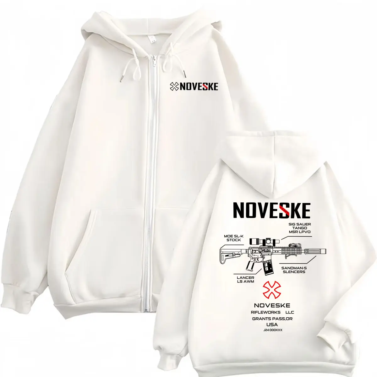 Gun Noveske Graphic Zipper Hoodie Streetwear Fashion Oversized Zip Up Pullovers Men Women Clothing Casual Long Sleeve Sweatshirt