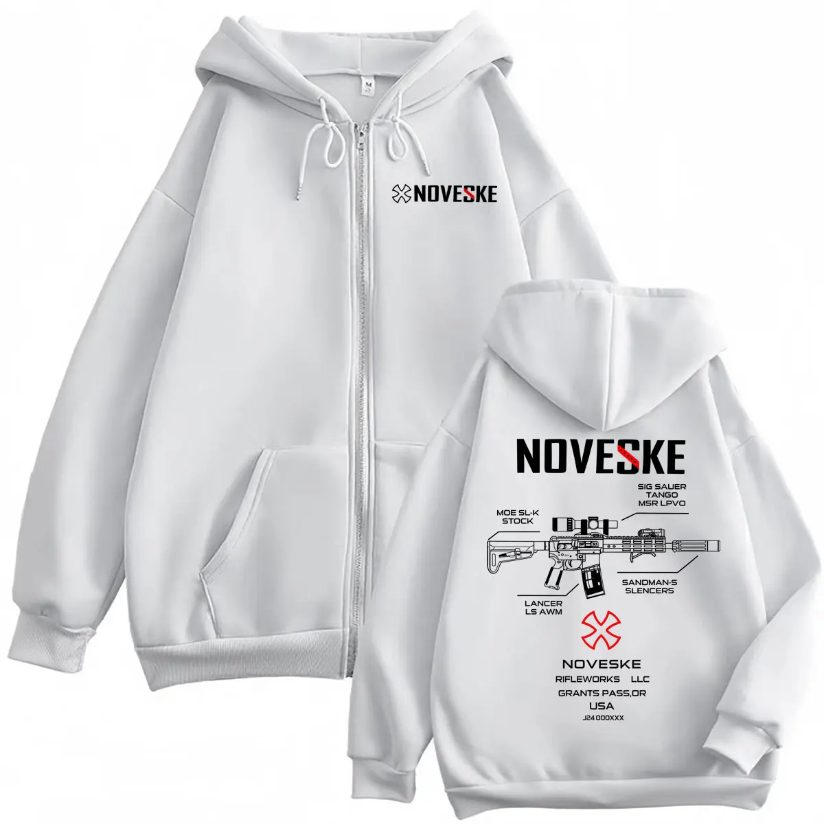 Gun Noveske Graphic Zipper Hoodie Streetwear Fashion Oversized Zip Up Pullovers Men Women Clothing Casual Long Sleeve Sweatshirt