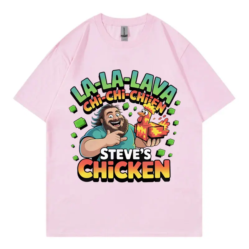 Steve's Lava Chicken Graphic T Shirts Men Women Casual Loose Short Sleeve T-shirt Harajuku Cartoon Oversized T-shirts Streetwear
