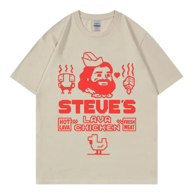 Steve's Lava Chicken Miners Print T Shirt Harajuku Y2k Short Sleeve T-shirts Men Women High Quality Fashion Oversized T-shirt