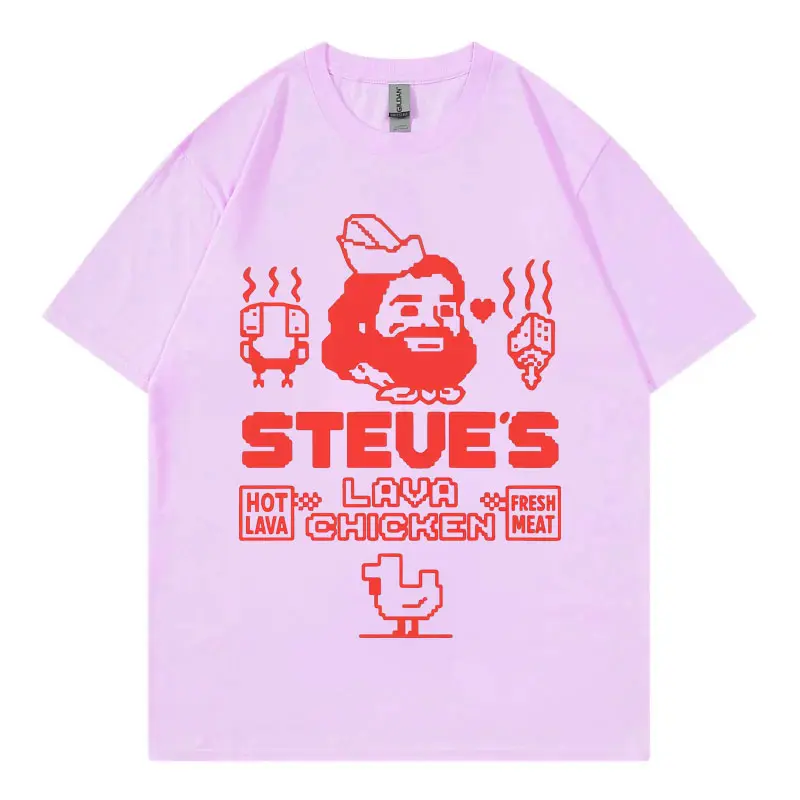 Steve's Lava Chicken Miners Print T Shirt Harajuku Y2k Short Sleeve T-shirts Men Women High Quality Fashion Oversized T-shirt