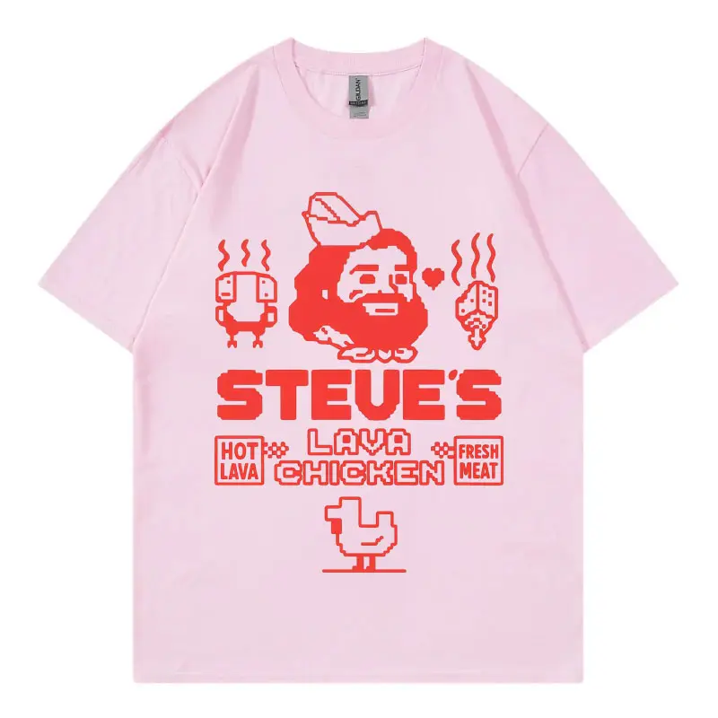 Steve's Lava Chicken Miners Print T Shirt Harajuku Y2k Short Sleeve T-shirts Men Women High Quality Fashion Oversized T-shirt