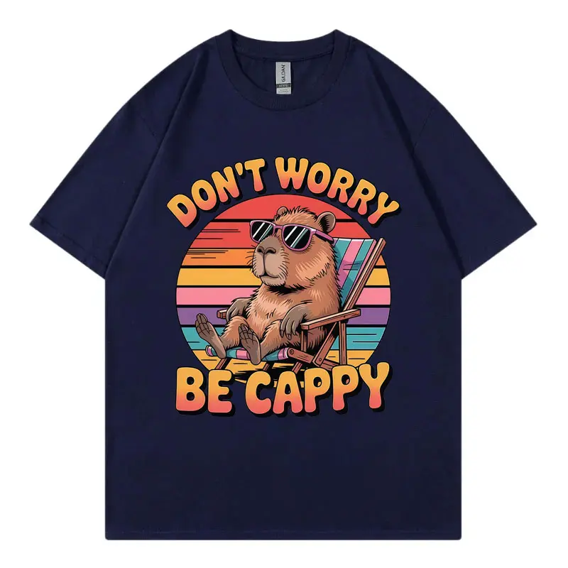 Don't Worry Be Cappy Funny Capybara Graphic T Shirts Men Women Clothing Harajuku Y2k T-shirt Fashion Casual Oversized T-shirts