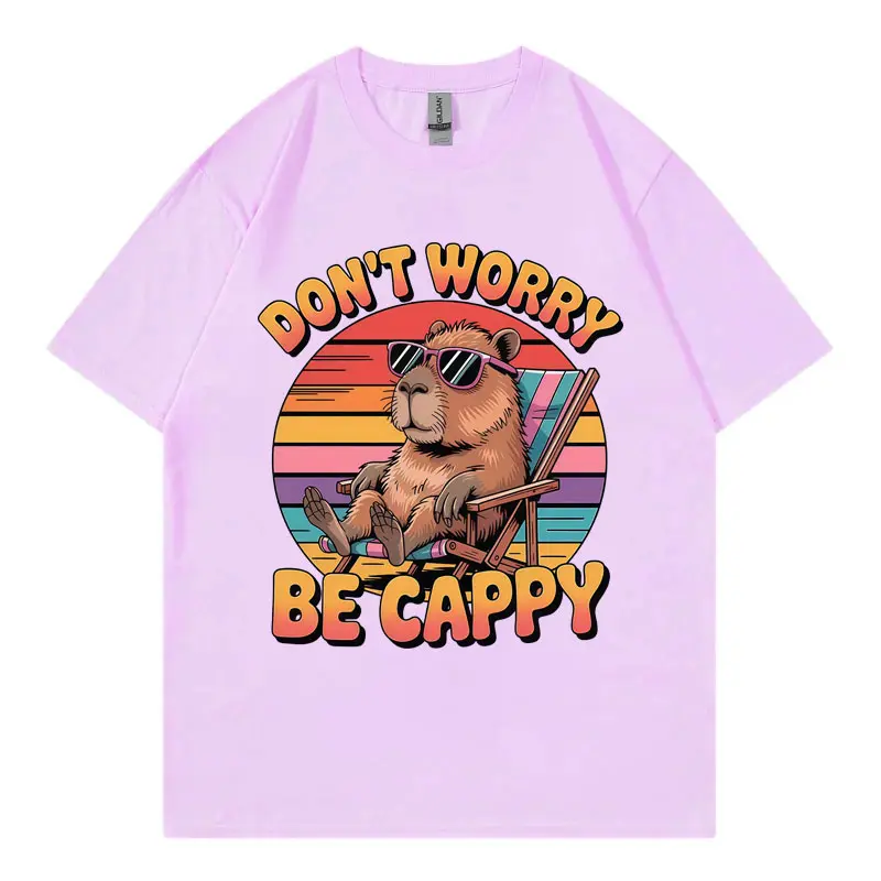 Don't Worry Be Cappy Funny Capybara Graphic T Shirts Men Women Clothing Harajuku Y2k T-shirt Fashion Casual Oversized T-shirts