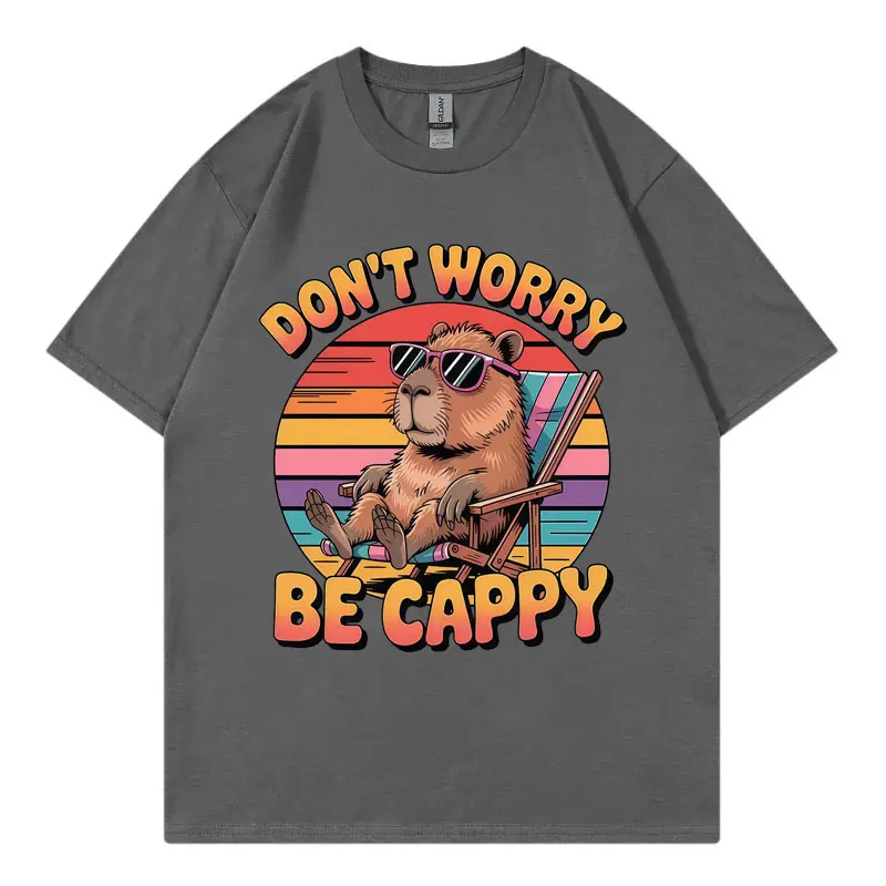 Don't Worry Be Cappy Funny Capybara Graphic T Shirts Men Women Clothing Harajuku Y2k T-shirt Fashion Casual Oversized T-shirts