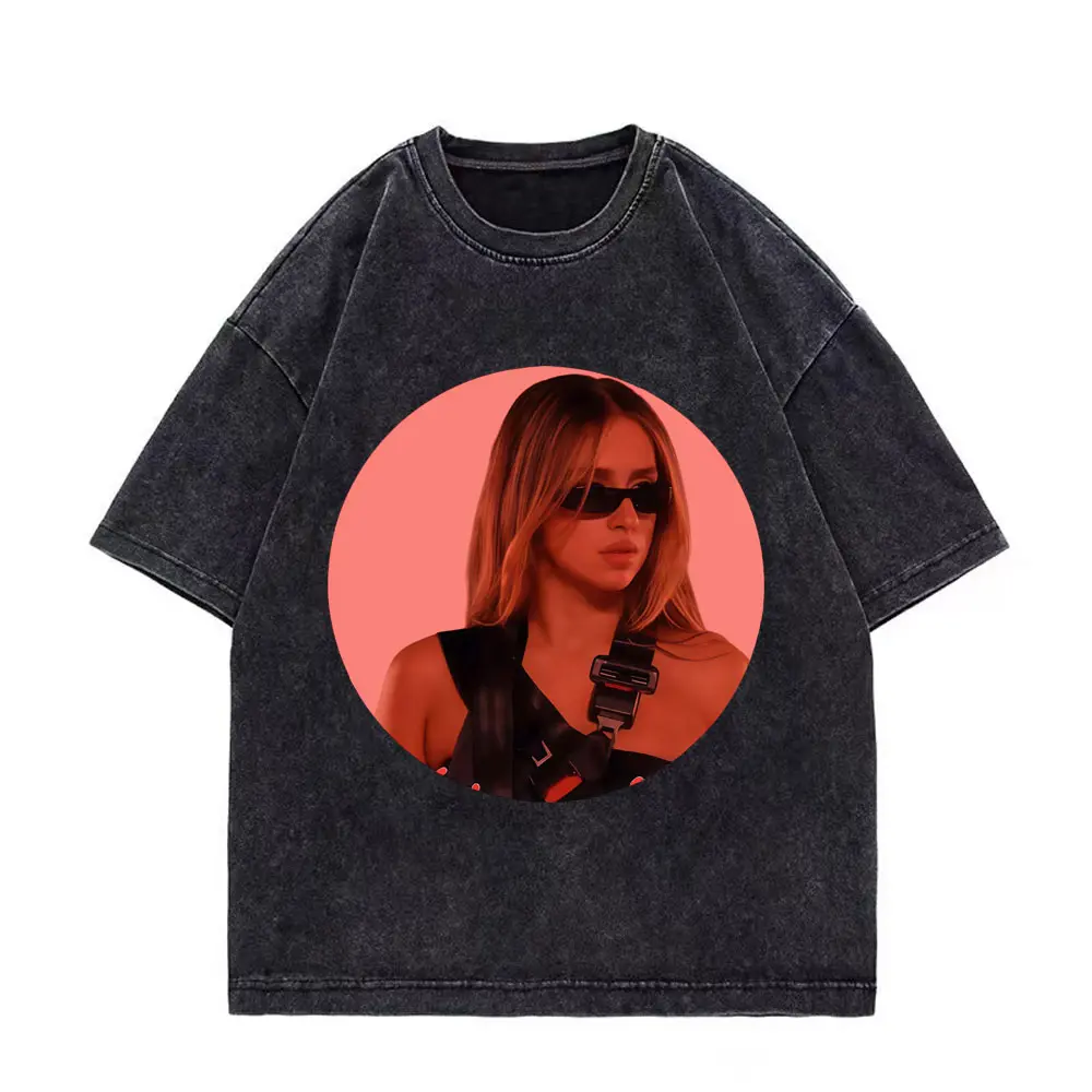 Singer Tate McRae Aesthetic Graphic T Shirts Harajuku Y2k Fashion Vintage Washed T-shirt Men Women Casual Loose Cotton T-shirts