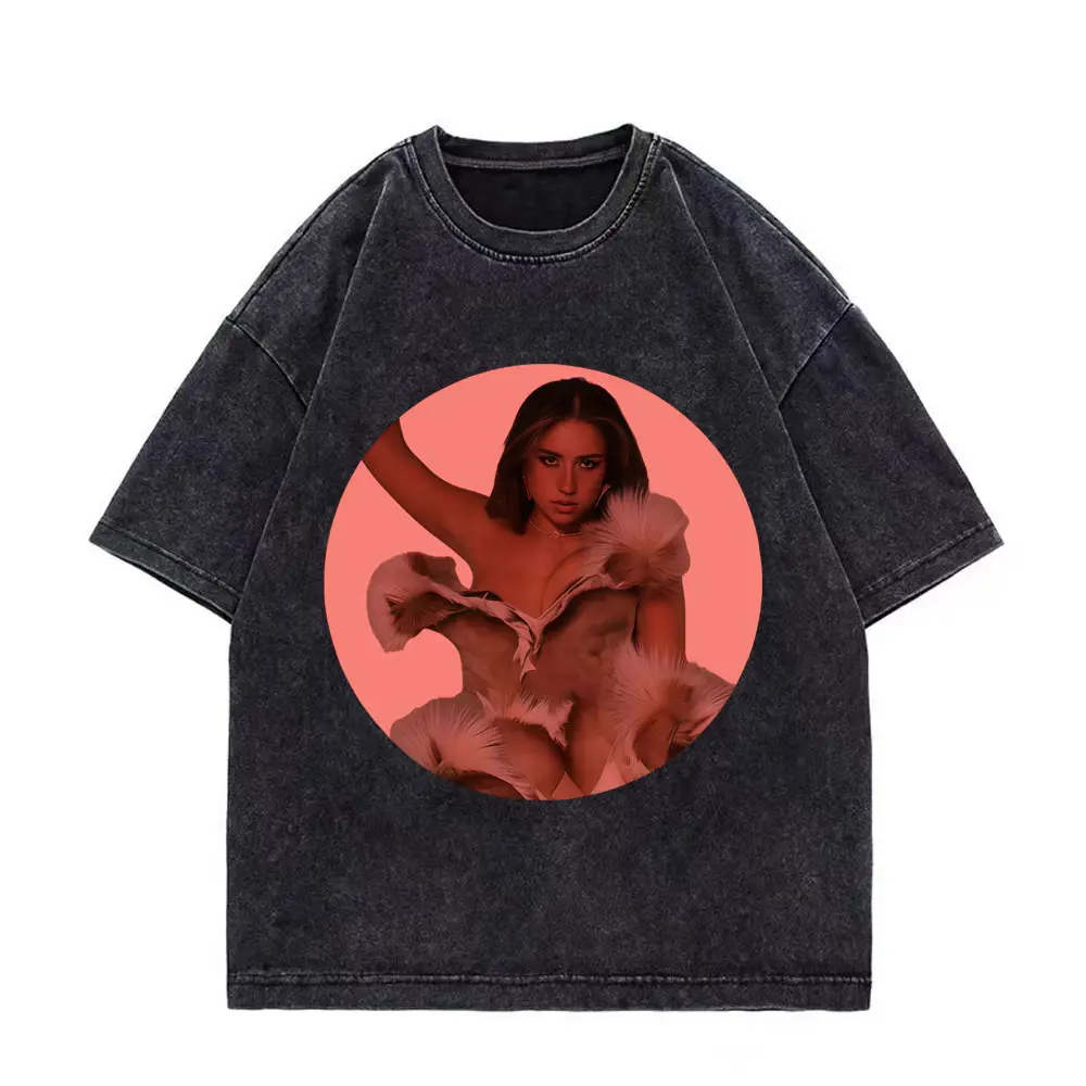 Singer Tate McRae Aesthetic Graphic T Shirts Harajuku Y2k Fashion Vintage Washed T-shirt Men Women Casual Loose Cotton T-shirts