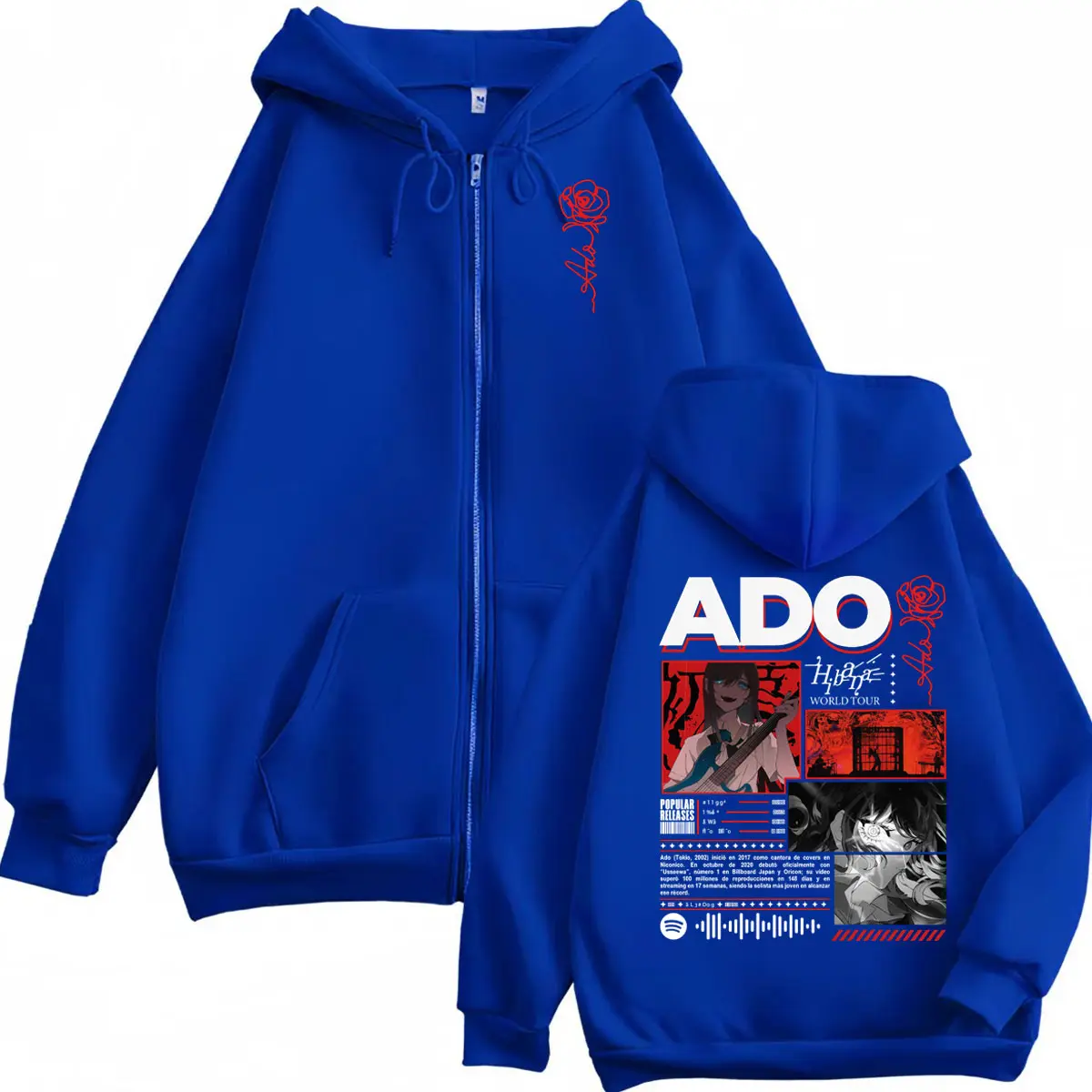 Singer Ado Hibana World Tour 2025 Zipper Hoodie Harajuku Japanese Style Zip Up Sweatshirts Men Women Casual Oversized Pullovers