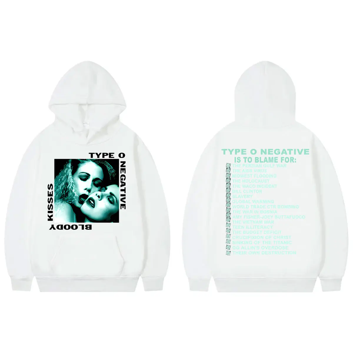 Type O Negative Bloody Kisses Album Merch Hoodie Rock Hip Hop Vintage Hooded Sweatshirt Men Women Casual Fashion Loose Pullovers