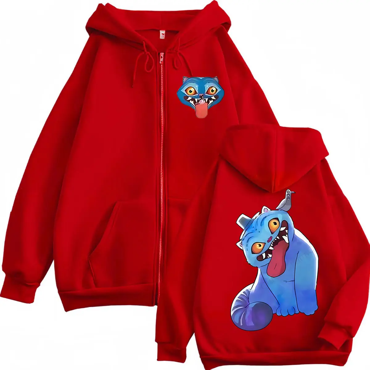 Hot Sale KPop Demon Hunters Derpy Tiger Zipper Hoodies High Quality Fashion Zip Up Sweatshirts Men Women Casual Loose Pullovers