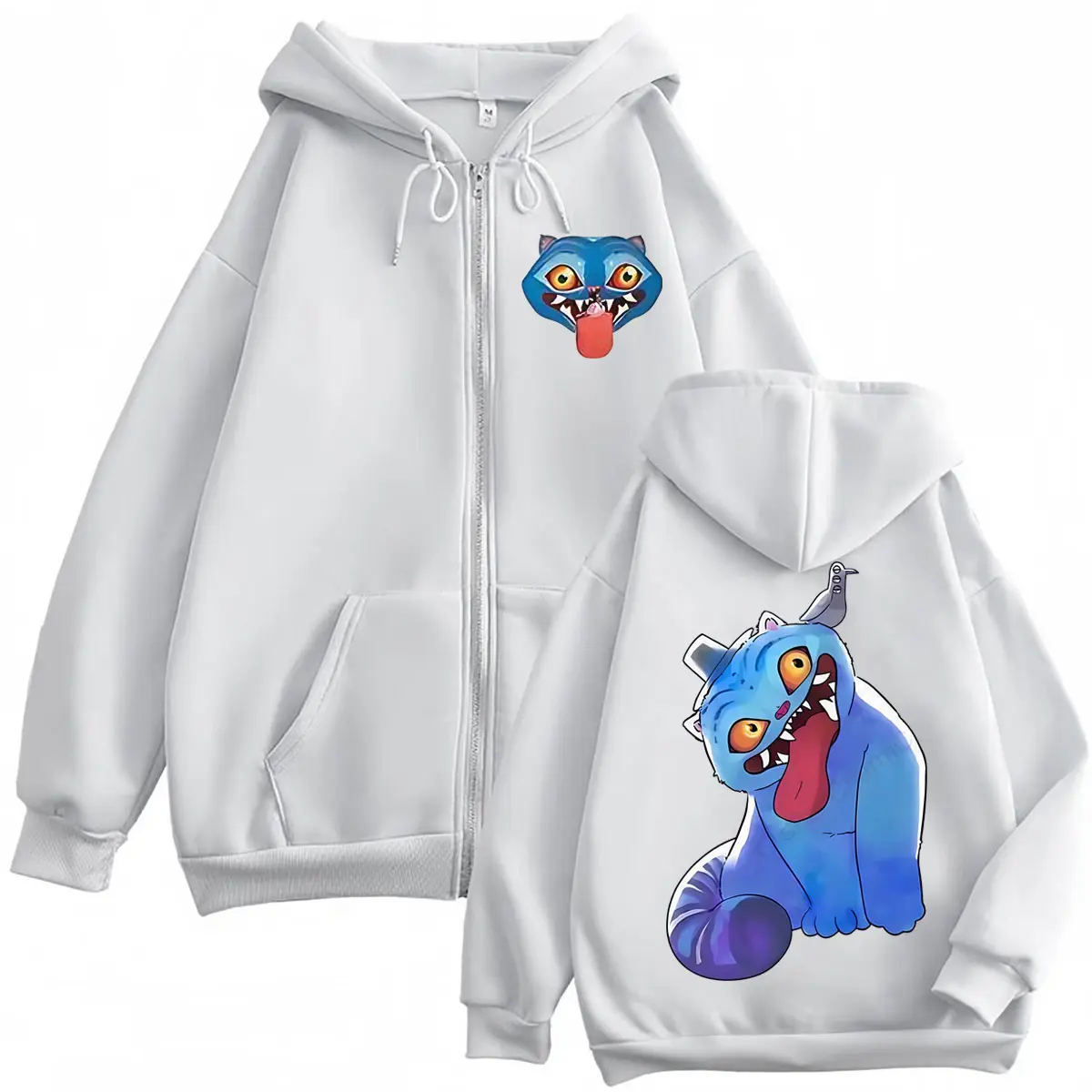 Hot Sale KPop Demon Hunters Derpy Tiger Zipper Hoodies High Quality Fashion Zip Up Sweatshirts Men Women Casual Loose Pullovers