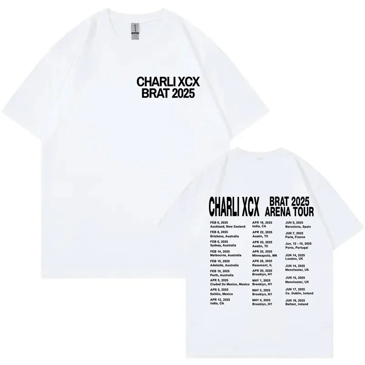 Charli Xcx Brat 2025 Tour Merch T-shirts High Quality Fashion Oversized T-shirt Men Women Casual Cotton Short Sleeve T Shirts