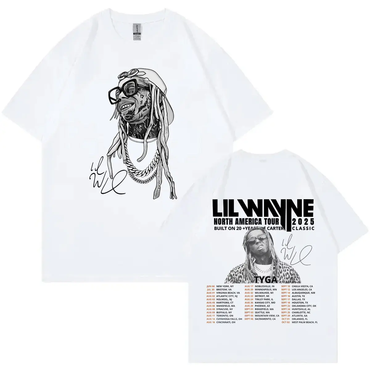 Rapper Lil Wayne Tour 2025 Graphic T Shirts Hip Hop Vintage Short Sleeve T Shirt Men Women Clothing High Quality Fashion T-shirt