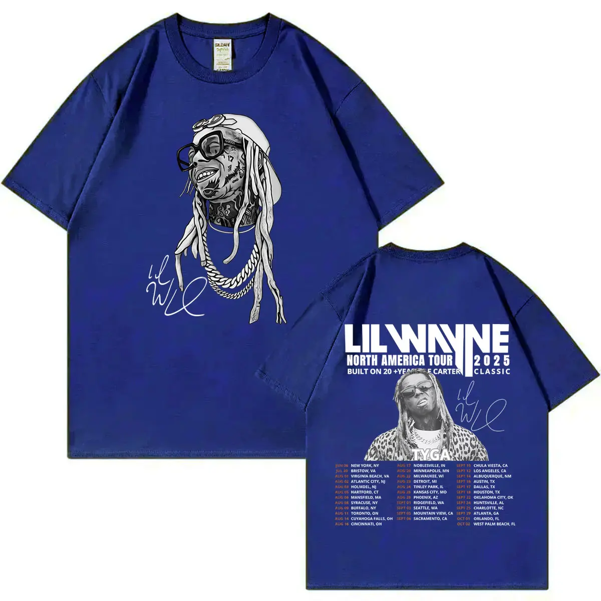 Rapper Lil Wayne Tour 2025 Graphic T Shirts Hip Hop Vintage Short Sleeve T Shirt Men Women Clothing High Quality Fashion T-shirt