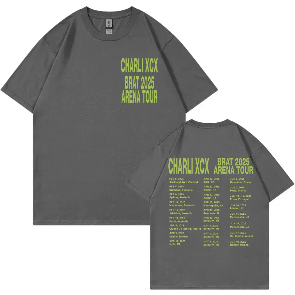 Charli Xcx Brat 2025 Tour T Shirt Men Women Clothing Fashion Hip Hop T-shirt Summer High Quality Cottono Short Sleeve T-shirts